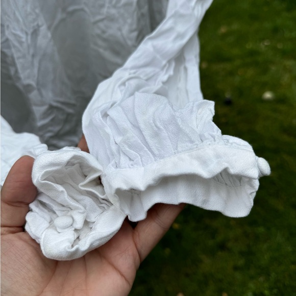 FREE PEOPLE Little Bit of Love White Ruffled Blouse Top, Sz L - Picture 9 of 15